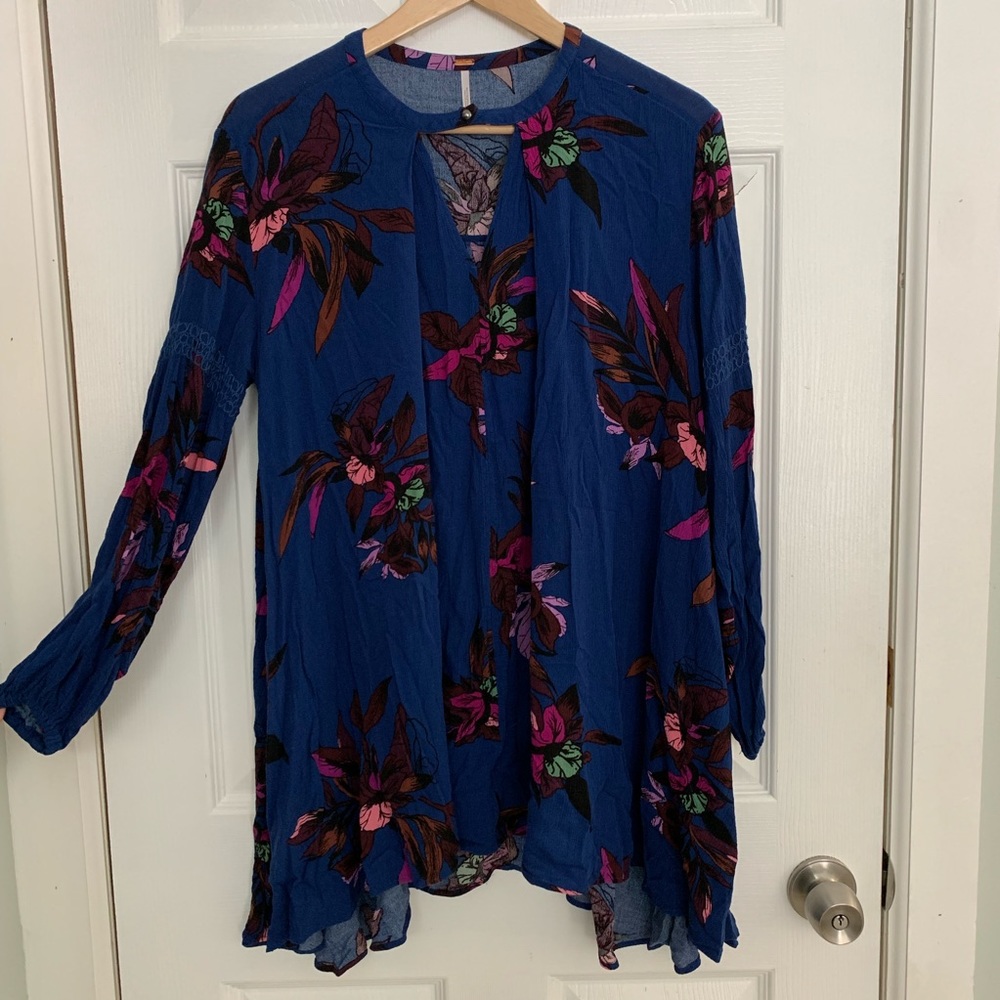 FP Long Sleeve Babydoll Mini Dress/ Tunic Floral